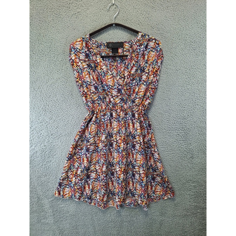 Kardashian Kollection Colorful Abstract Print Fit & Flare Dress Size Small